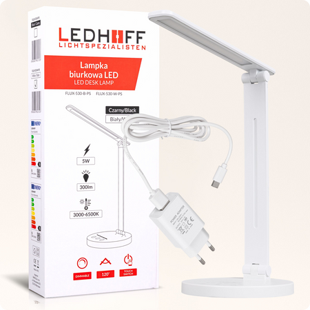 Lampka biurkowa LED biała 5W + Timer