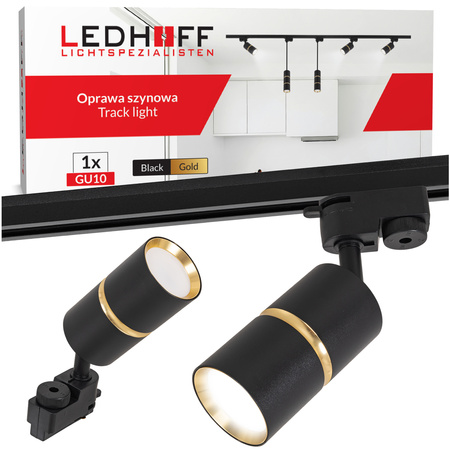 Reflektor szynowy czarny złoty GU10 lampa na szynoprzewód