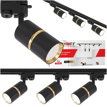 Oświetlenie szynowe czarny złoty 3x lampa GU10 szyna 1m