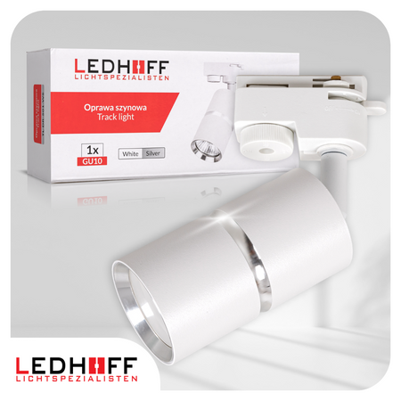 Oświetlenie szynowe biały srebrny 4x lampa GU10 szyna 1m
