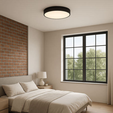 Plafon sufitowy LED czarny 50cm - wysoka wydajność świetlna 100lm/W