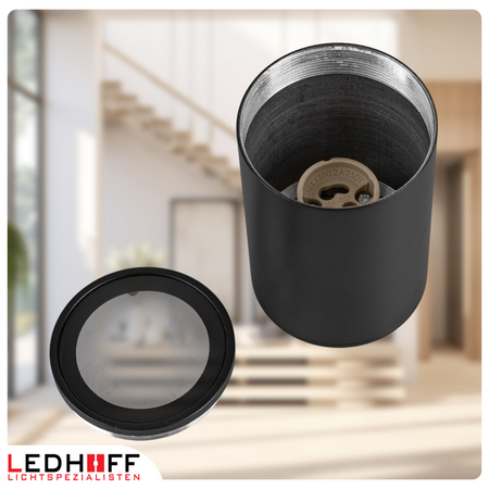Oprawa sufitowa natynkowa tuba GU10 okrągła czarna IP44