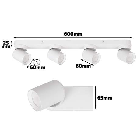 Kinkiet sufitowy poczwórny Spot GU10 biały