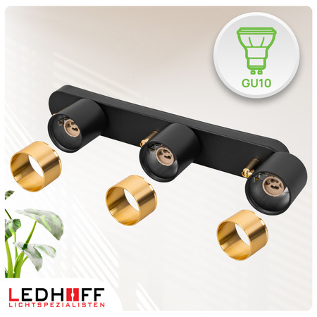 Kinkiet sufitowy potrójny SPOT GU10 czarny złoty