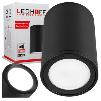 Oprawa sufitowa natynkowa tuba GU10 okrągła czarna IP44