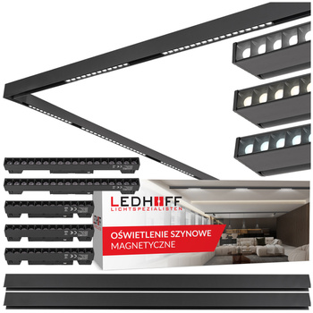 ZESTAW M20 LED 2x Lampa punktowa 12W + 3x lampa punktowa 18W 3 BARWY ŚWIATŁA + 2x szyna magnetyczna 1m + łącznik