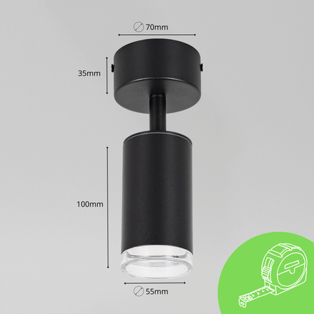 Kinkiet sufitowy pojedynczy SPOT GU10 czarny wodoodporny