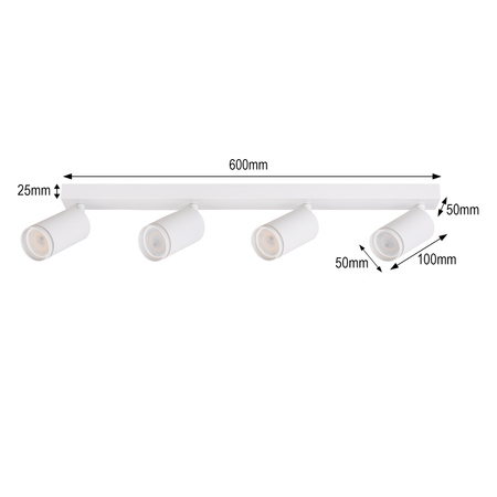 Kinkiet sufitowy poczwórny Spot GU10 biały