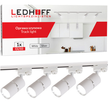 Oświetlenie szynowe biały srebrny 4x lampa GU10 szyna 2m