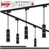 Oświetlenie szynowe czarny srebrny 5x lampa wisząca 100cm GU10 szyna 3m