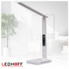 Lampka biurkowa LED biała 8W + budzik kalendarz ekran LCD + ładowarka indukcyjna