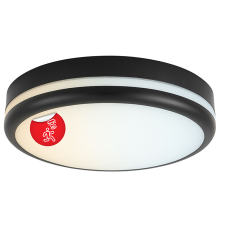 Plafon sufitowy LED okrągły czarny 3 barwy światła zmienna moc 22cm IP54 z czujnikiem ruchu