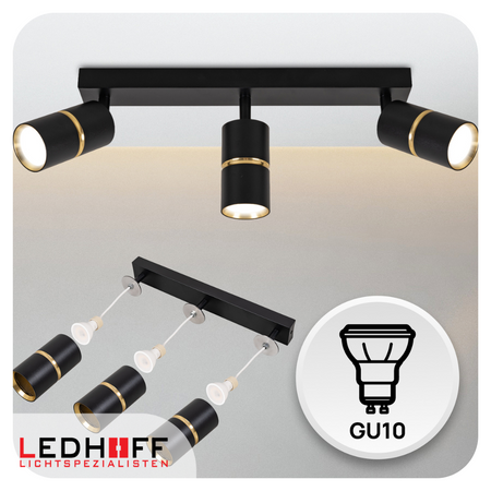 Kinkiet sufitowy Lampa potrójna SPOT GU10 czarna złota