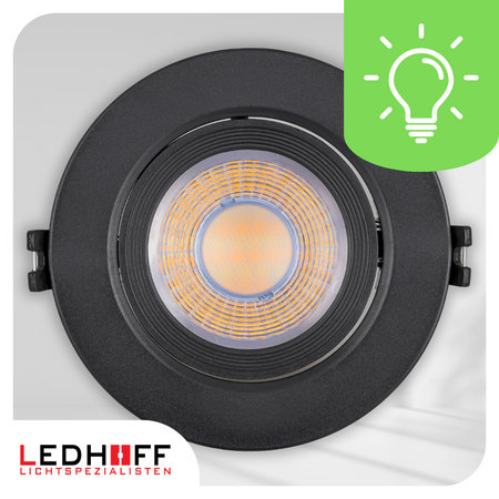 4x Oprawa sufitowa podtynkowa LED czarna RUCHOMA 3 barwy światła 12W