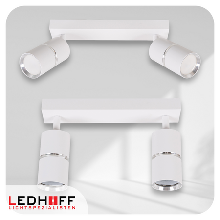 Kinkiet sufitowy podwójny SPOT GU10 biały srebrny