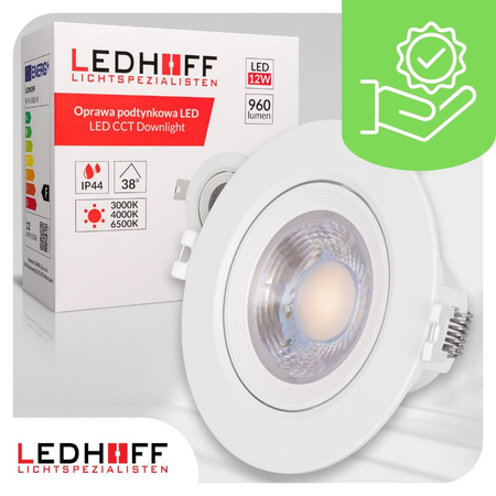 4x Oprawa sufitowa podtynkowa LED biała RUCHOMA 3000K-6000K 12W