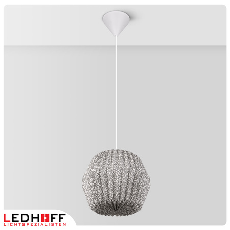 Lampa wisząca kula biała szara papierowa E27 do sypialni pokoju KWIATY