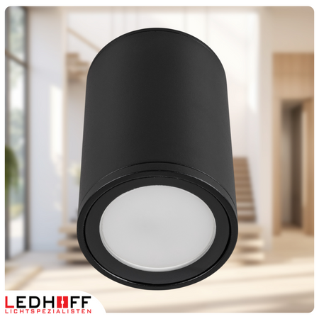 Oprawa sufitowa natynkowa tuba GU10 okrągła czarna IP44