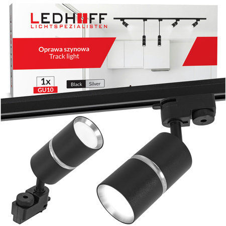 Reflektor szynowy czarny srebrny GU10 lampa na szynoprzewód