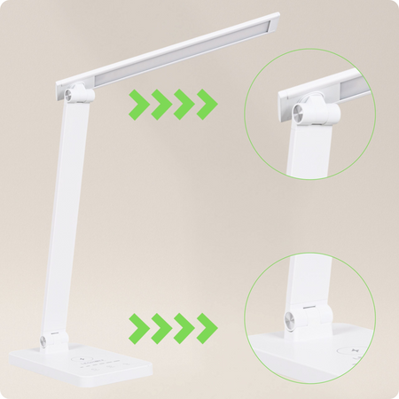 Lampka biurkowa LED biała 6W z ładowarką indukcyjną i portem USB