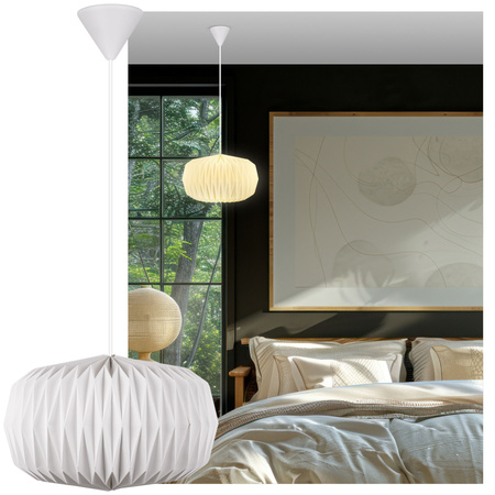 Lampa wisząca biała papierowa E27 do pokoju dziecka salonu DUŻA