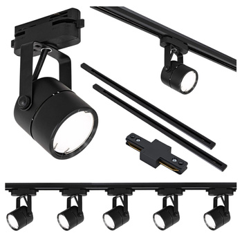 Oświetlenie szynowe czarne 5x lampa GU10 + szyna 2m