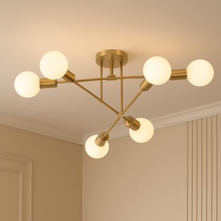 Lampa sufitowa złota metalowa E27 ozdobna 6-punktowa Trinity