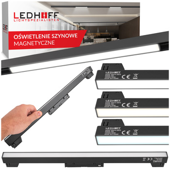 Lampa liniowa LED do szyny magnetycznej M20 18W 45cm czarna 3 BARWY ŚWIATŁA