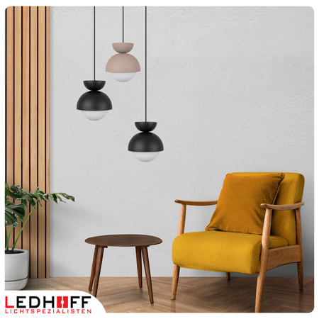 Lampa wisząca czarna biały szklany klosz nad stół NOWOCZESNA