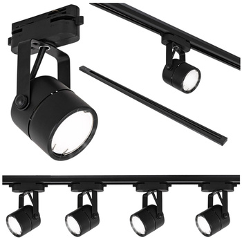 Oświetlenie szynowe czarne 4x lampa GU10 + szyna 1m