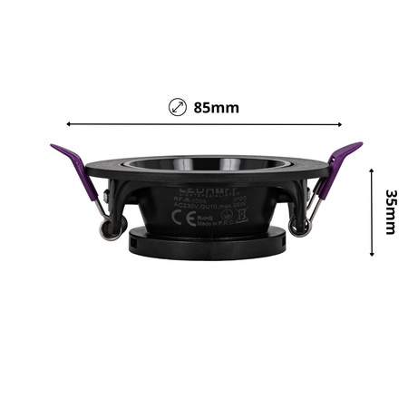 3x Oprawa halogenowa sufitowa podtynkowa GU10 czarna RUCHOMA