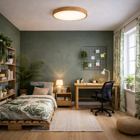 Plafon sufitowy LED 50cm z drewnianym wzorem