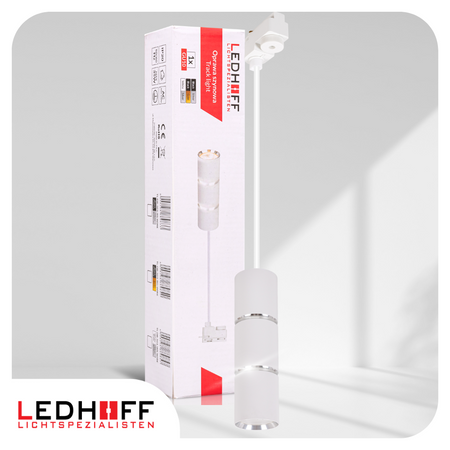 Reflektor szynowy biały srebrny GU10 lampa wisząca 1m na szynoprzewód