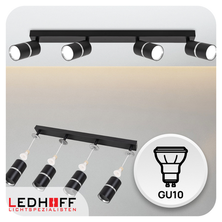 Kinkiet sufitowy Lampa poczwórna SPOT GU10 czarna srebrna