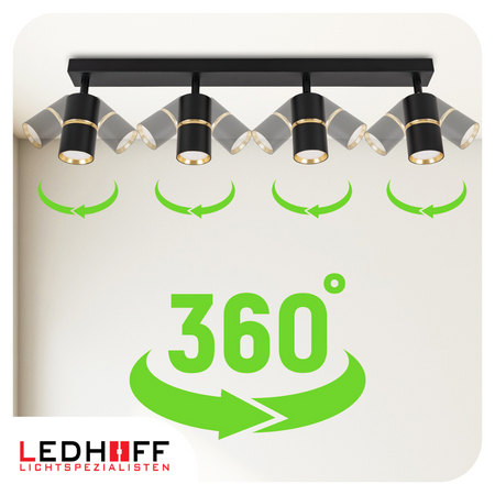 Kinkiet sufitowy Lampa poczwórna SPOT GU10 czarna złota