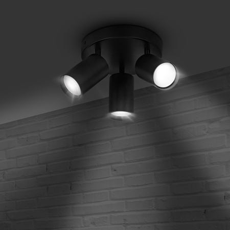 Kinkiet sufitowy okrągły potrójny Spot GU10 czarny