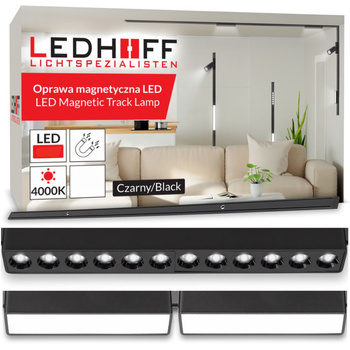 Oświetlenie szynowe magnetyczna ZESTAW listwa 1m + 3x lampa LED CZARNA