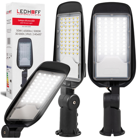 Lampa uliczna LED 50W 6500lm na parking regulowany uchwyt