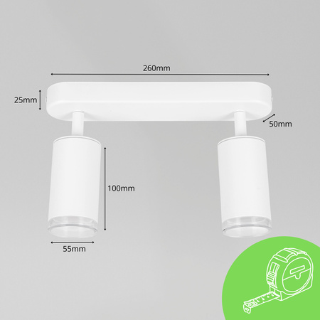 Kinkiet sufitowy podwójny SPOT 2xGU10 biały wodoodporny