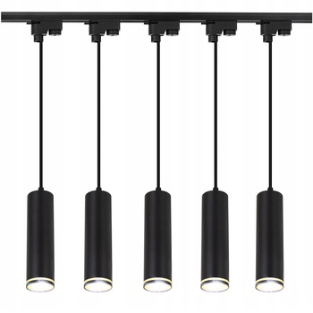 Oświetlenie szynowe wiszące czarne 5x GU10 szyna 2m