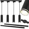 Oświetlenie szynowe wiszące czarne 4x lampa GU10 + 2x szyna 1m