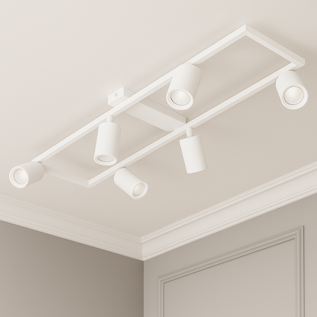 Kinkiet sufitowy Lampa 6x GU10 SPOT biały duży prostokąt QUADRO