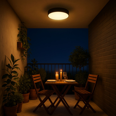 Plafon LED 36W okrągły czarny Lampa sufitowa 3 barwy światła 40cm IP54