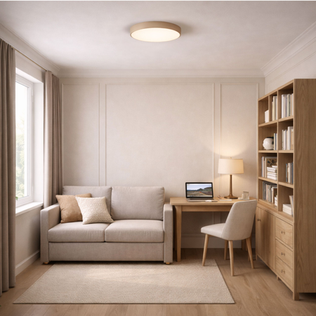 Plafon sufitowy LED beżowy 40cm - wysoka wydajność świetlna 100lm/W