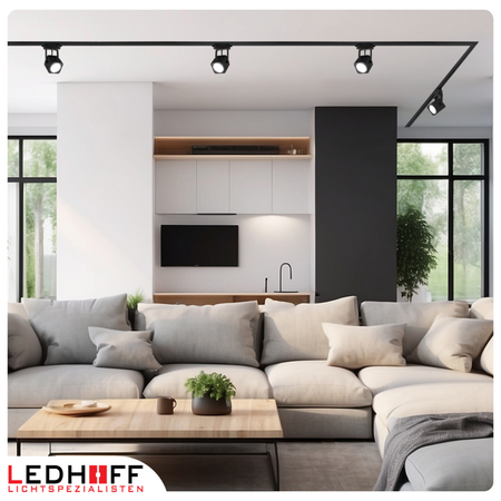 Oświetlenie szynowe czarne reflektor GU10 x4 szyna 2m