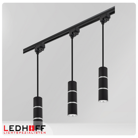 Reflektor szynowy czarny srebrny GU10 lampa wisząca 1m na szynoprzewód