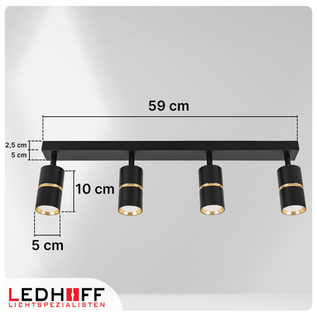Kinkiet sufitowy Lampa poczwórna SPOT GU10 czarna złota
