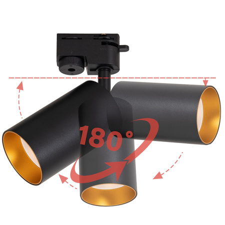 Zestaw Oświetlenie szynowe 4x lampa GU10 listwa 2m CZARNA złota SZYNA LED