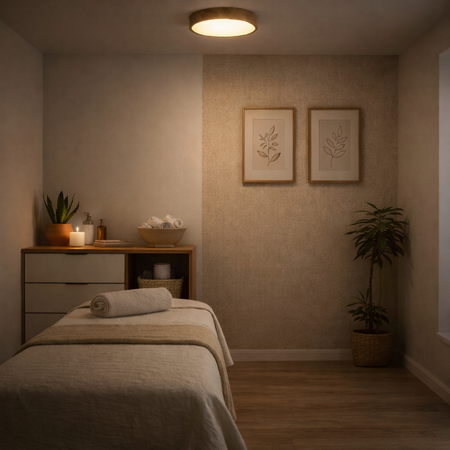 Plafon sufitowy LED 30cm z drewnianym wzorem