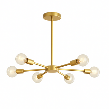 Lampa sufitowa złota metalowa E27 ozdobna 6-punktowa designerska